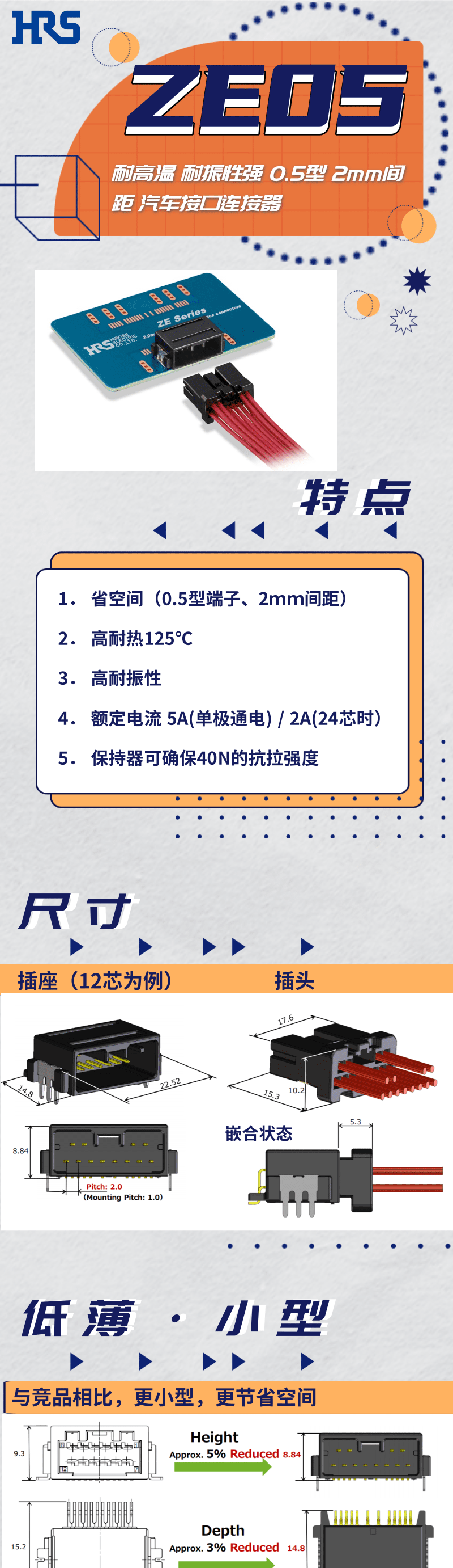 【产品推荐】耐高温，耐振性强汽车接口永利3044集团官网-ZE05系列