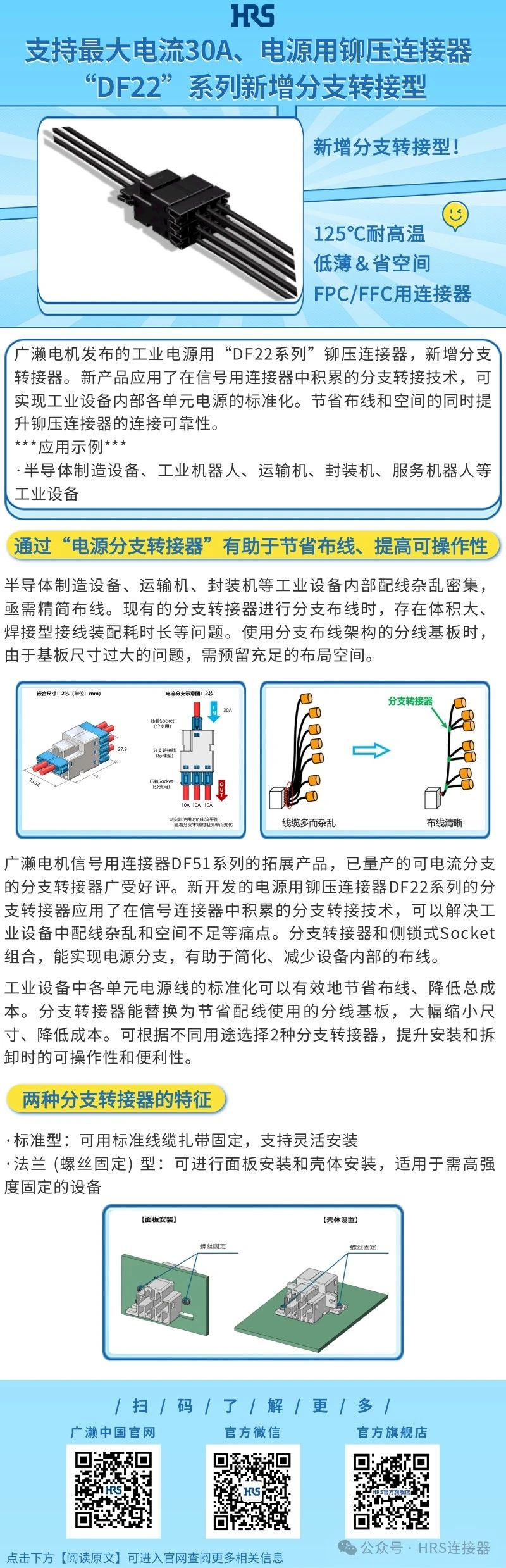 【新品发布】电源用铆压永利3044集团官网&ldquo;DF22&rdquo;系列新增分支转接型